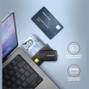 Axagon Compact travel USB-A + USB-C contact Smart / ID card and SD / microSD / SIM card reader.