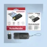 Axagon Compact travel USB-A + USB-C contact Smart / ID card and SD / microSD / SIM card reader.