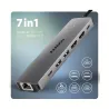 Axagon HMC-7HX2 USB hub 7in1 5Gbps 2xHDMI GLAN USB-C