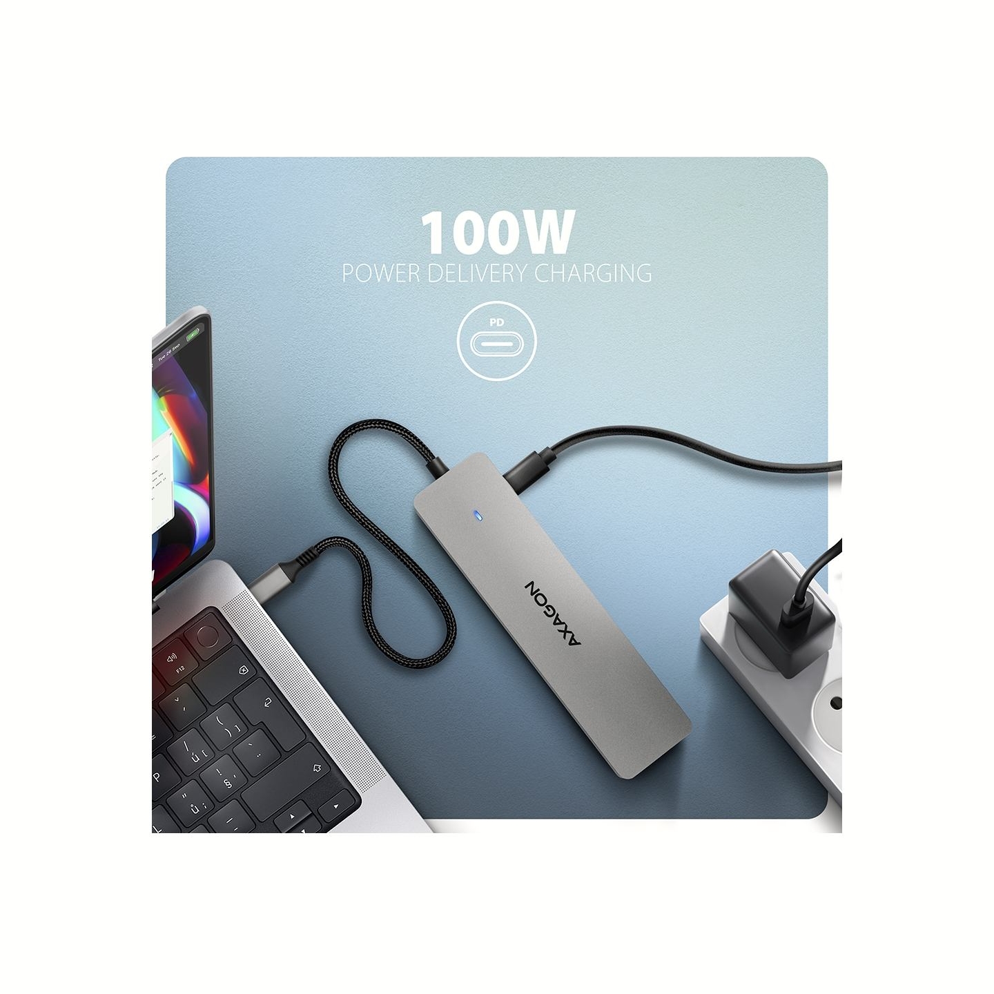 Axagon HMC-7HX2 USB hub 7in1 5Gbps 2xHDMI GLAN USB-C