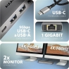 Axagon HMC-7HX2 USB-C 3.2 Gen 1 hub, 2x USB-A + 1x USB-C, 2x HDMI 4K 60Hz, GLAN, PD 100W, 15cm USB-C cable