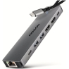 Axagon HMC-7HX2 USB hub 7in1 5Gbps 2xHDMI GLAN USB-C