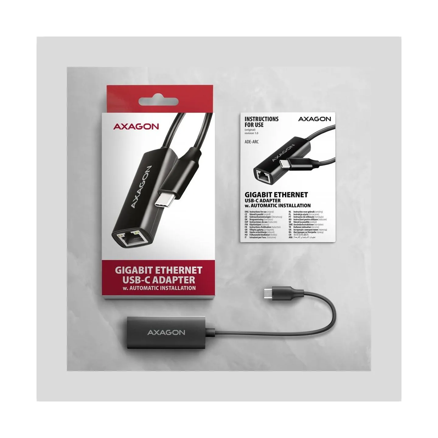 Axagon ADE-ARC USB-C 3.2 Gen 1 - Gigabit Ethernet 10/100/1000 Adapter