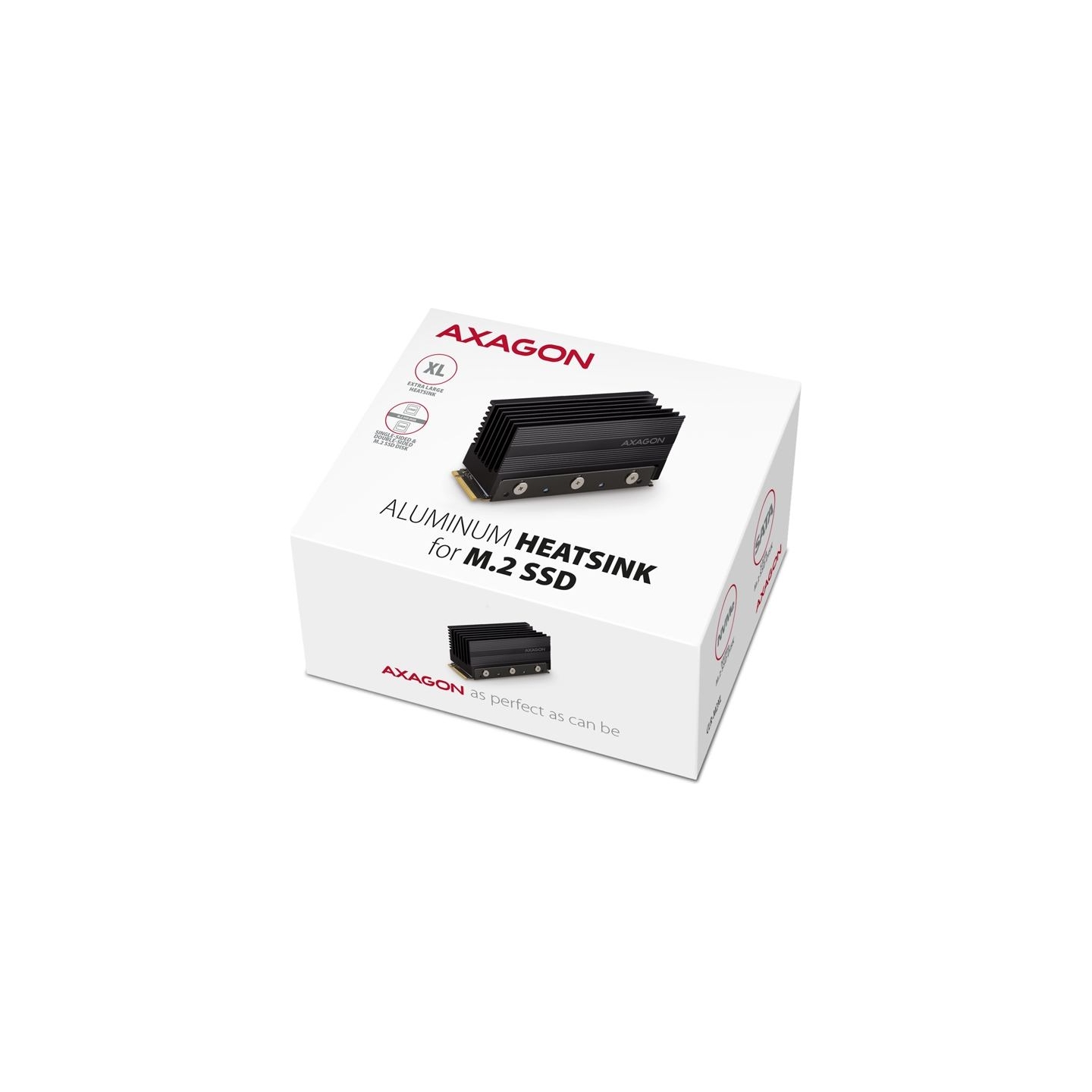 Axagon Passive aluminum heatsink for single-sided and double-sided M.2 SSD disks, size 2280, height 36 mm.