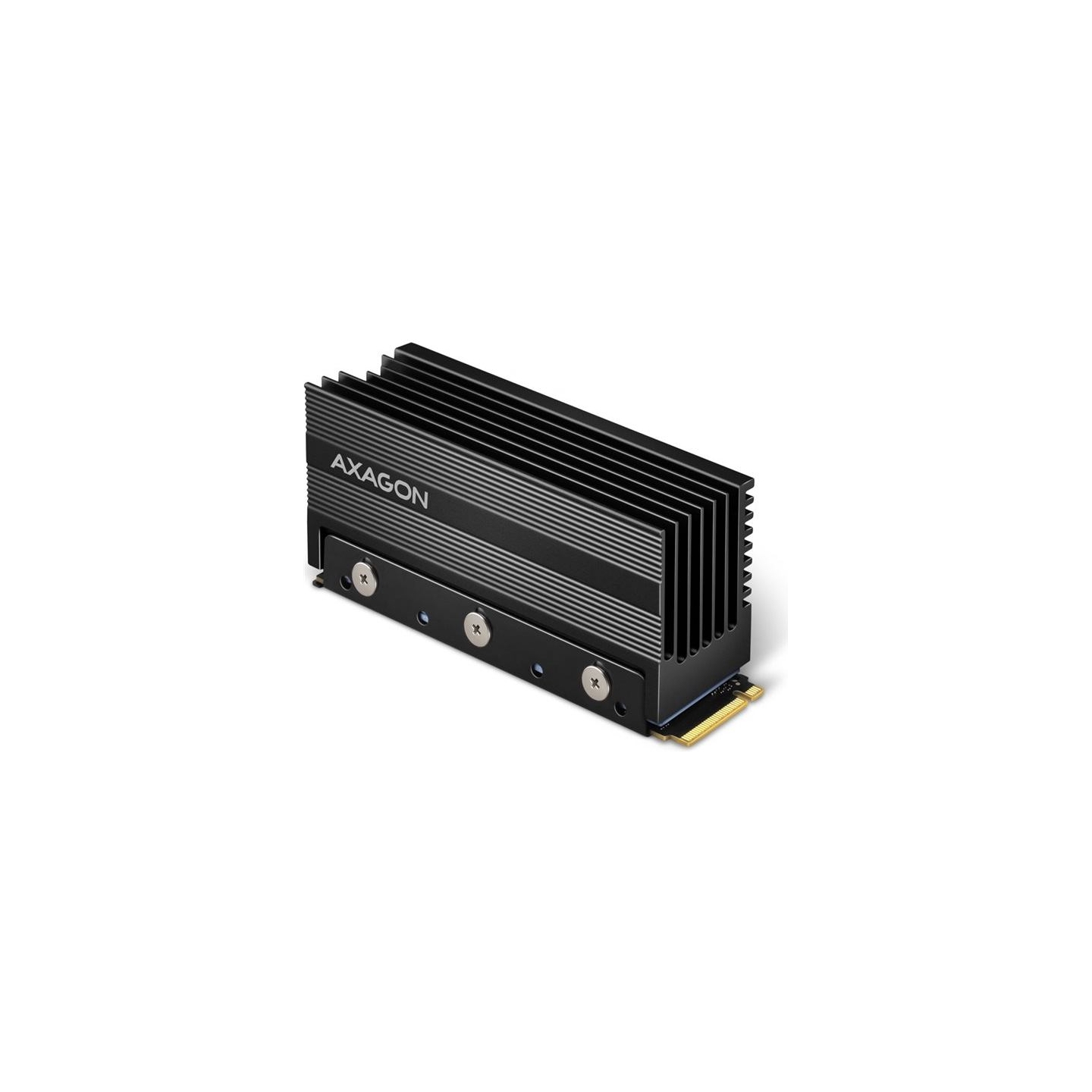 Axagon Passive aluminum heatsink for single-sided and double-sided M.2 SSD disks, size 2280, height 36 mm.
