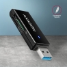 Axagon Slim super-speed USB 3.2 Gen 1 card reader with a direct USB-A connector.