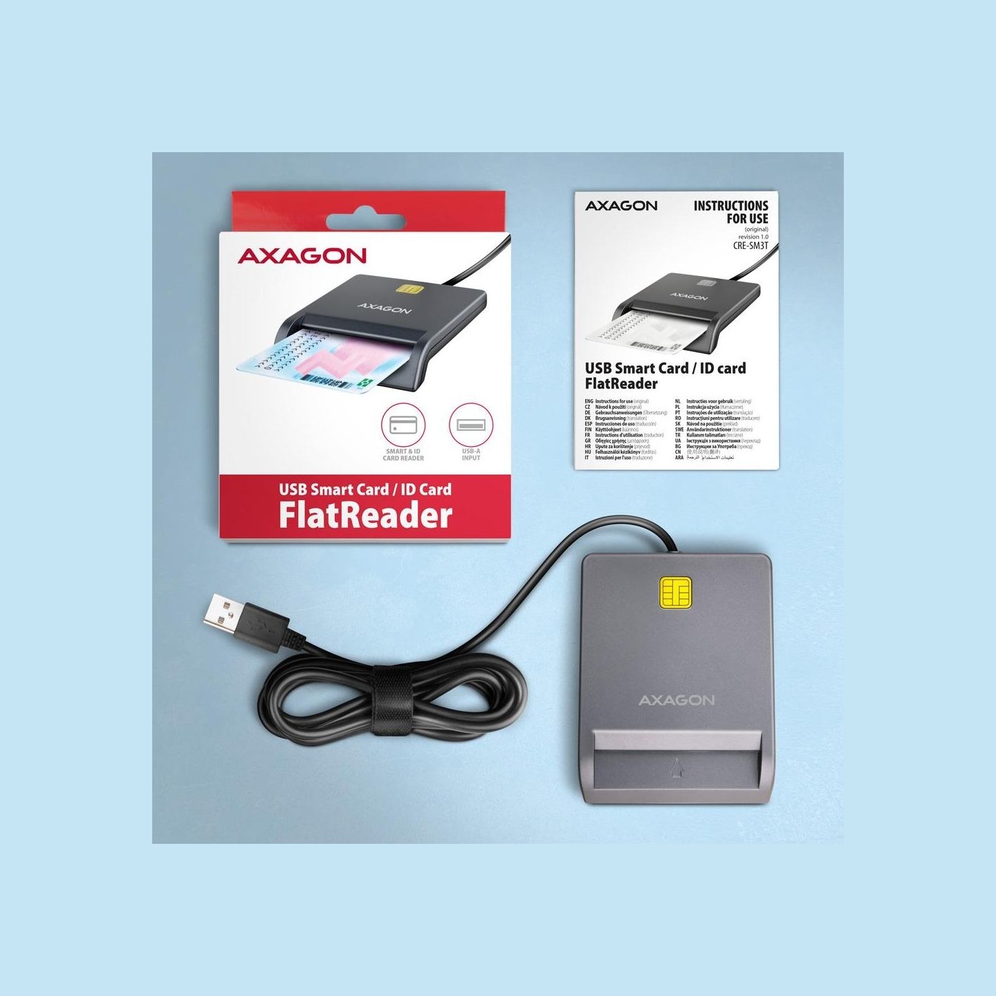 Axagon CRE-SM3T USB Smart card FlatReader