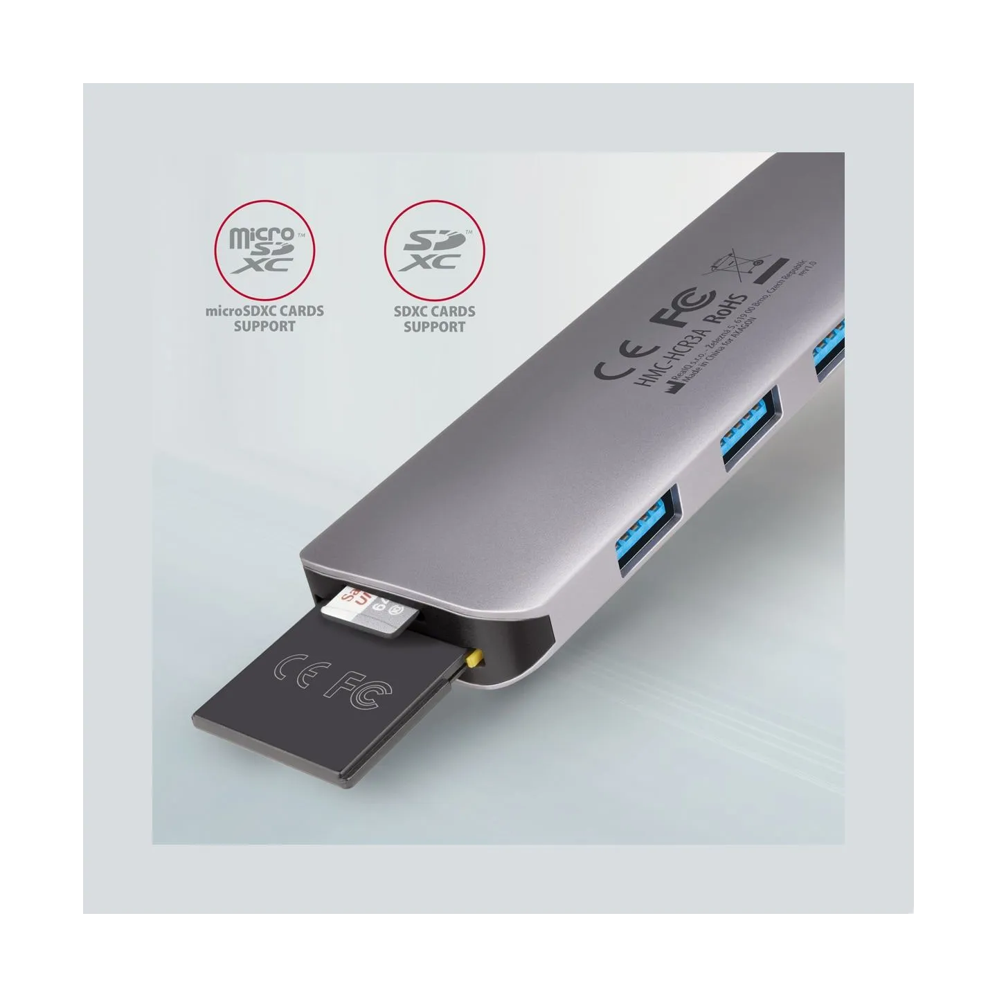Axagon HMC-HCR3A Hub 3x USB-A SD/microSD + HDMI