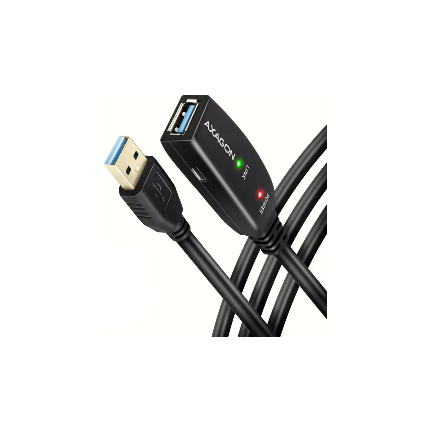 Axagon Active extension USB 3.2 Gen 1 A-M > A-F cable, 5 m long. Power supply option.