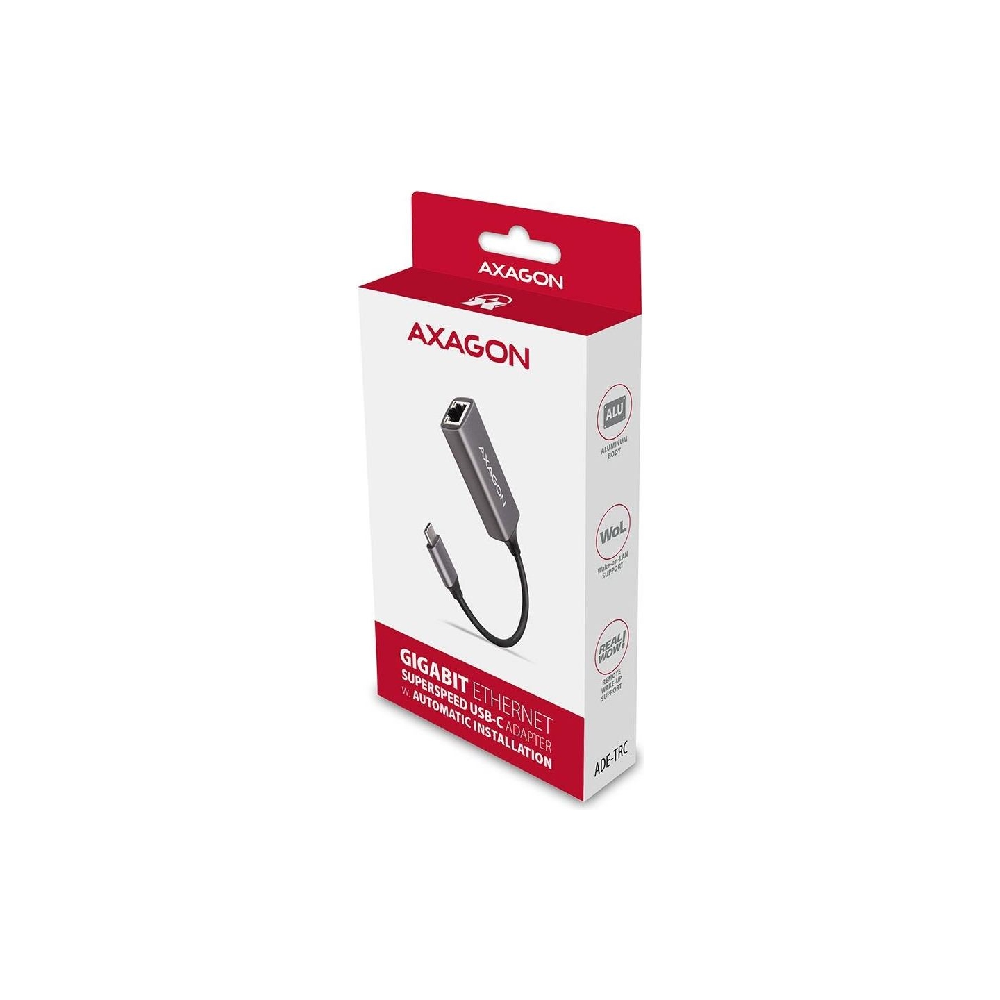 Axagon ADE-TRC Type-C USB3.2 Gen 1 - Gigabit Ethernet 10/100/1000 Adapter, metal, titan grey