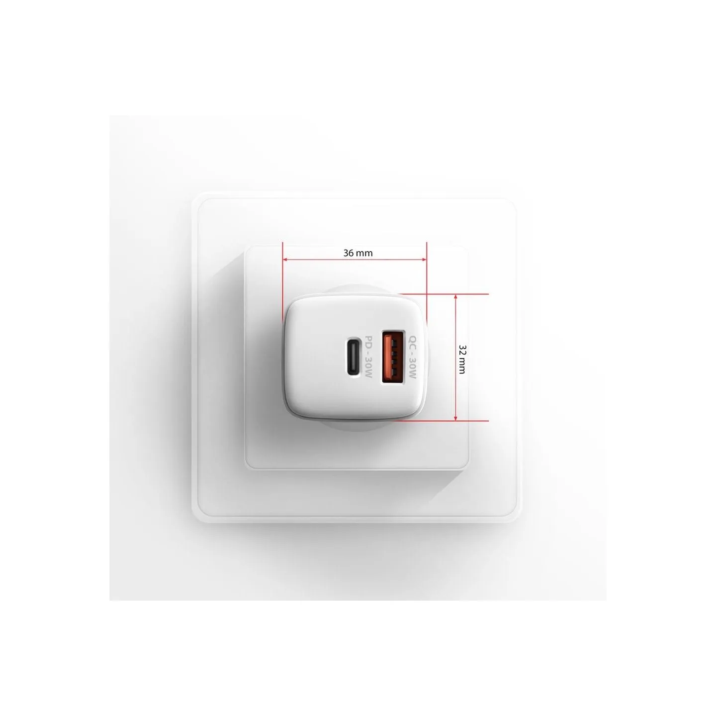 Axagon Sil wallcharger 2x port (USB-A + USB-C), PD3.0/QC4+/PPS/AFC/Apple. 30W total power.