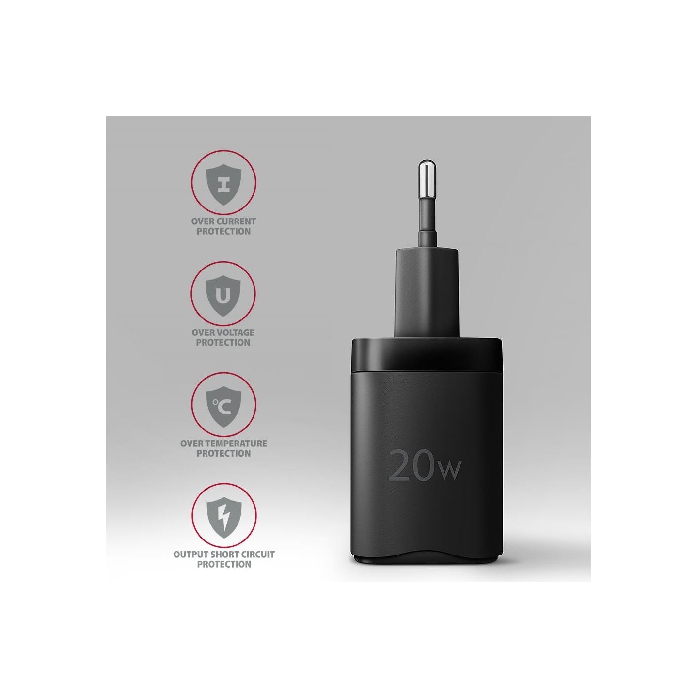 Axagon ACU-PD20 wall charger 1x QC3.0/AFC/FCP/PD type-C, 20W, black