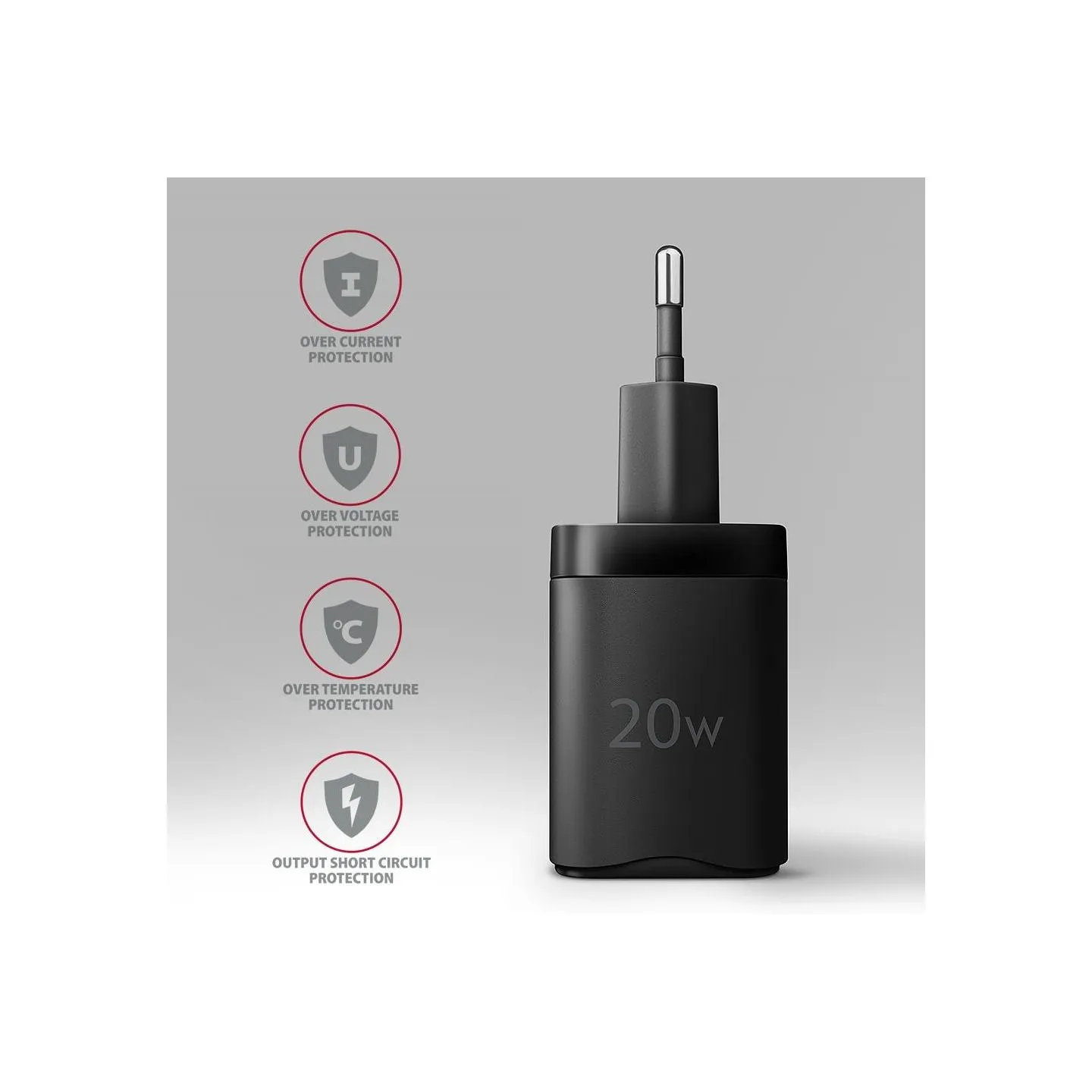 Axagon ACU-PD20 wall charger 1x QC3.0/AFC/FCP/PD type-C, 20W, black