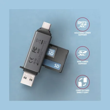 Axagon CRE-DAC External, Type-C+Type-A 2-slot SD/microSD