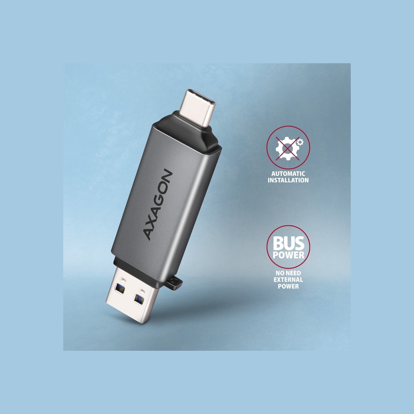 Axagon CRE-DAC External, Type-C+Type-A 2-slot SD/microSD