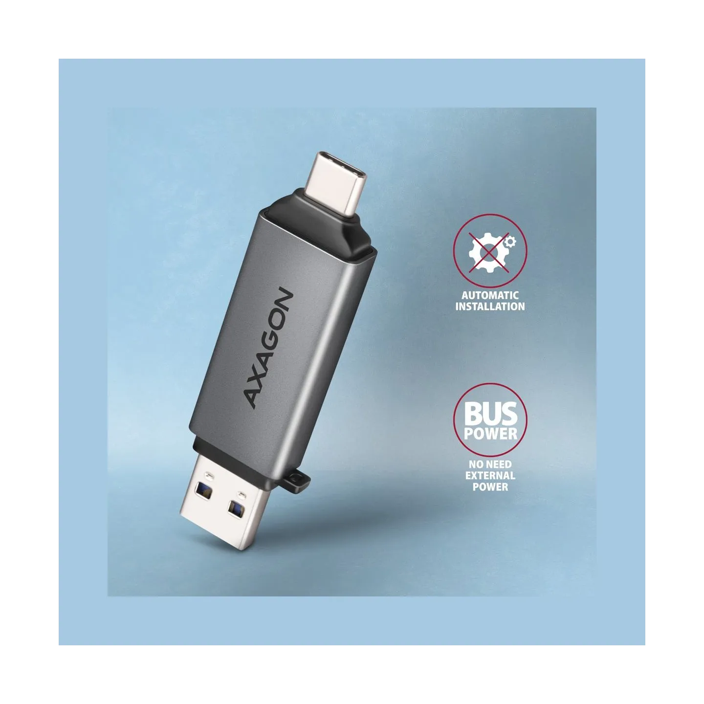 Axagon CRE-DAC External, Type-C+Type-A 2-slot SD/microSD