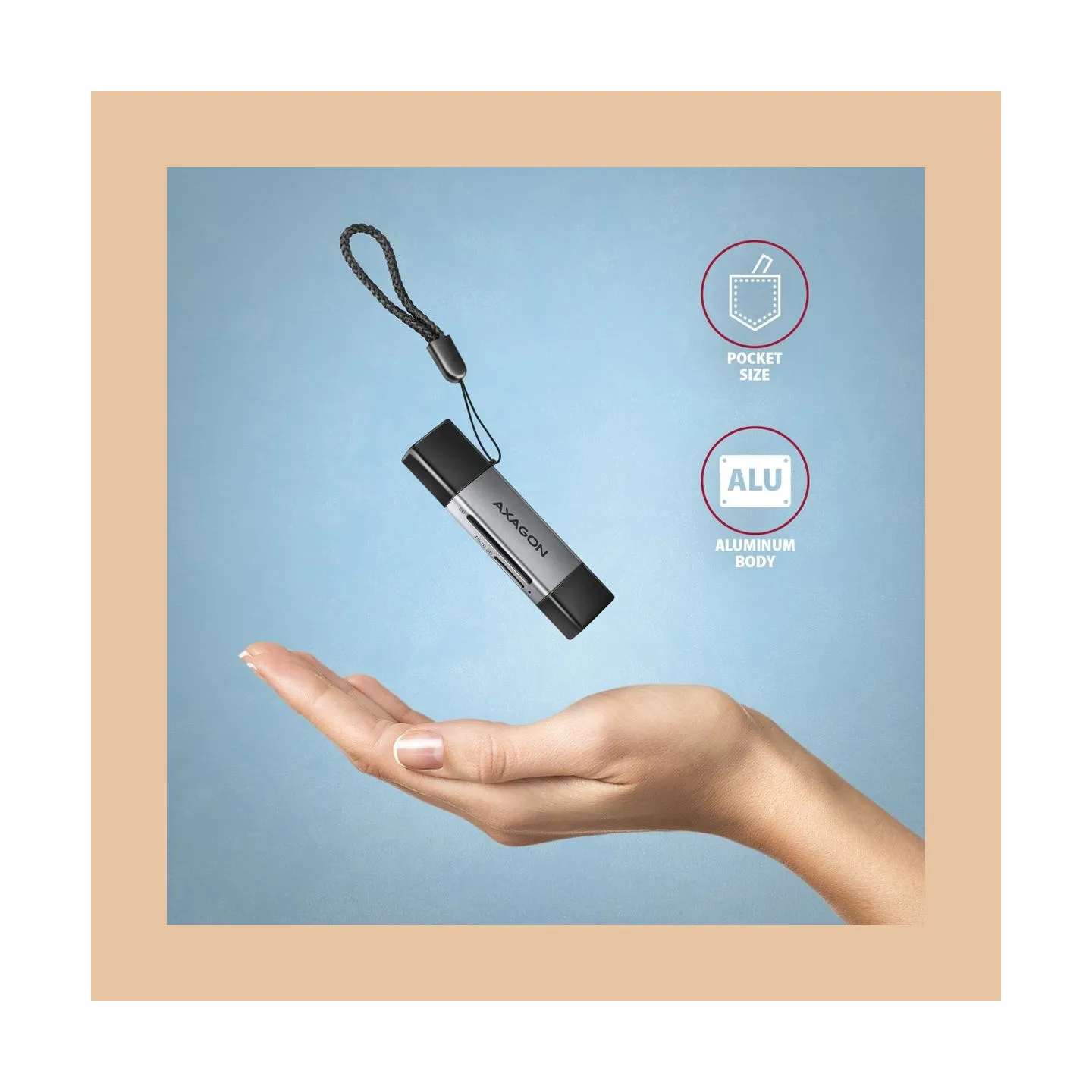 Axagon CRE-DAC External, Type-C+Type-A 2-slot SD/microSD