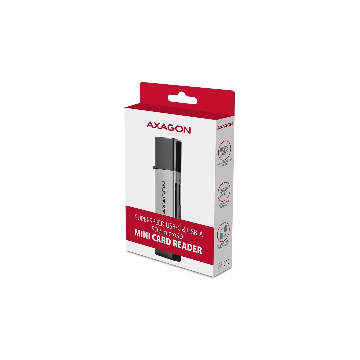 Axagon CRE-DAC External, Type-C+Type-A 2-slot SD/microSD