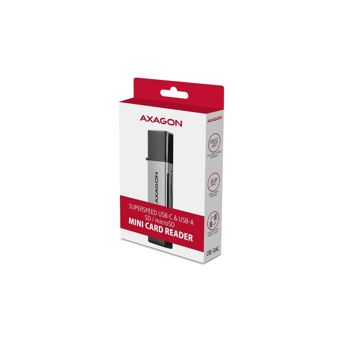 Axagon CRE-DAC External, Type-C+Type-A 2-slot SD/microSD