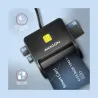 Axagon Compact desktop USB contact Smart/ID & SD/microSD/SIM card reader with long USB-A cable.