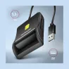 Axagon Compact desktop USB contact Smart/ID & SD/microSD/SIM card reader with long USB-A cable.