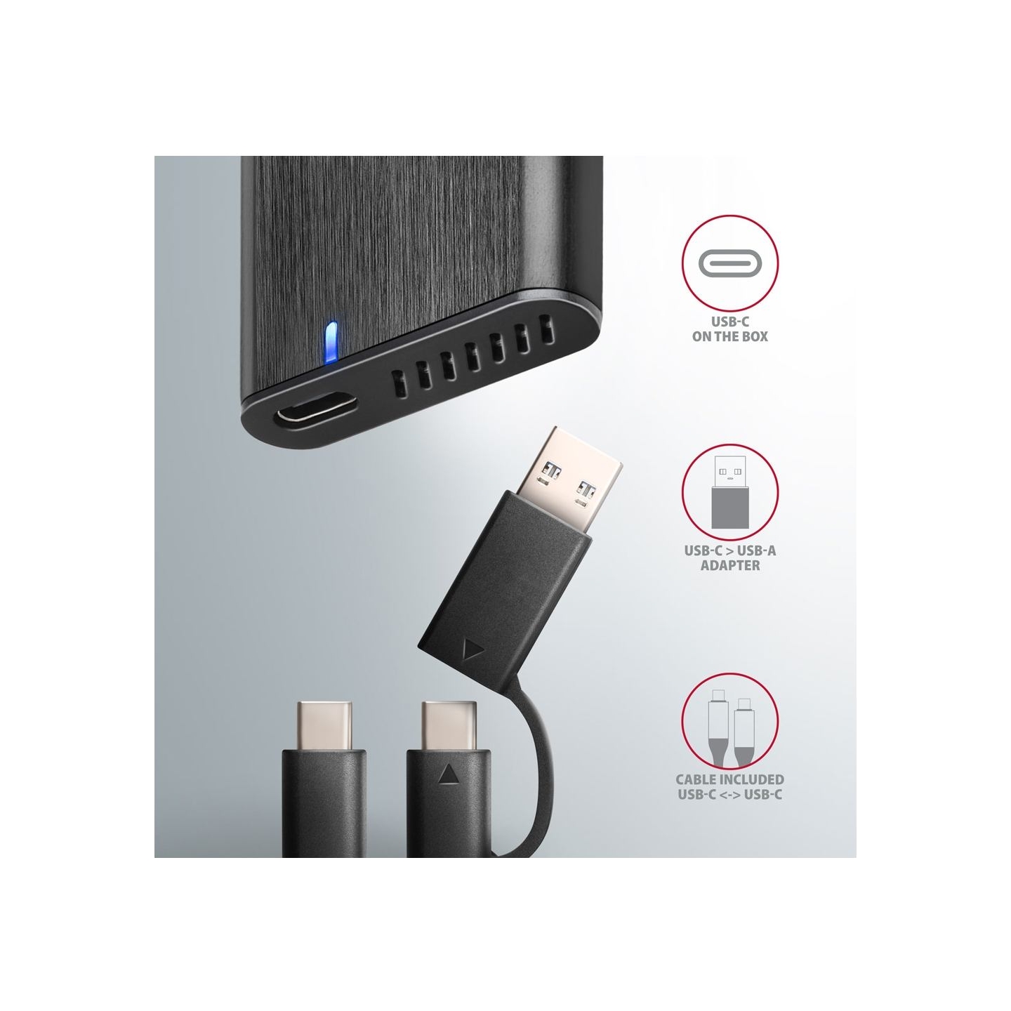Axagon EEM2-SB2 USB-C Gen 2 M.2 NVMe/SATA SSD