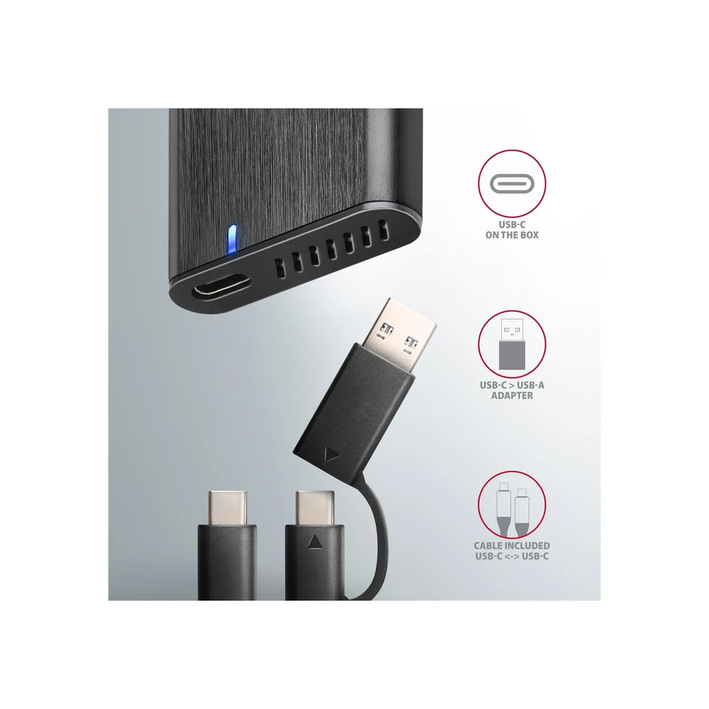 Axagon EEM2-SB2 USB-C Gen 2 M.2 NVMe/SATA SSD
