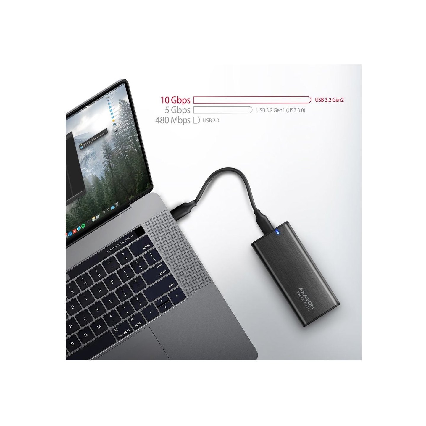 Axagon EEM2-SB2 USB-C Gen 2 M.2 NVMe/SATA SSD