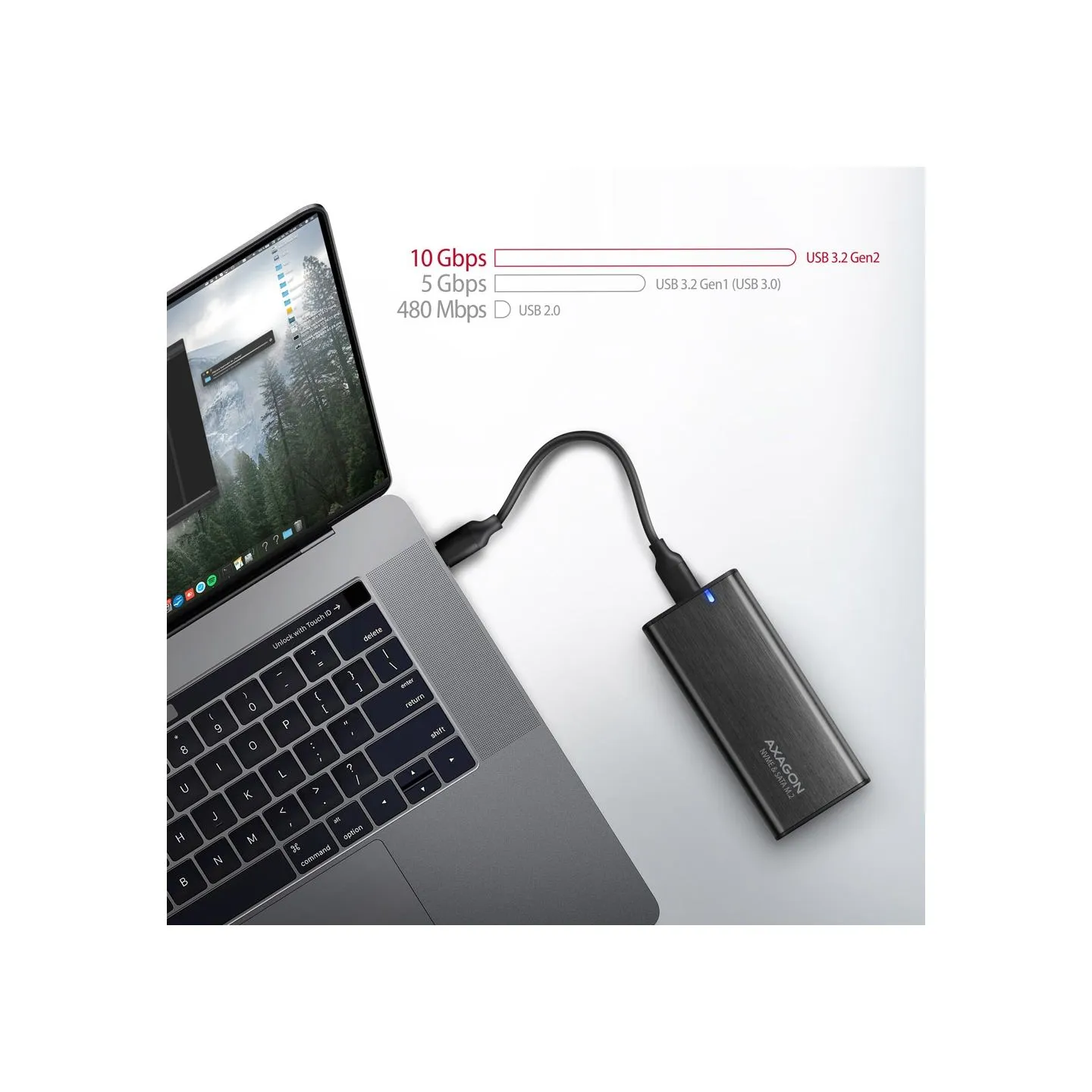 Axagon EEM2-SB2 USB-C Gen 2 M.2 NVMe/SATA SSD