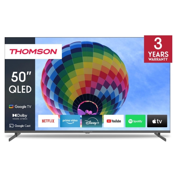 Thomson TV Set|THOMSON|50"|4K/Smart|QLED|3840x2160|Wireless LAN|Bluetooth|Google TV|Black|50QG4S14