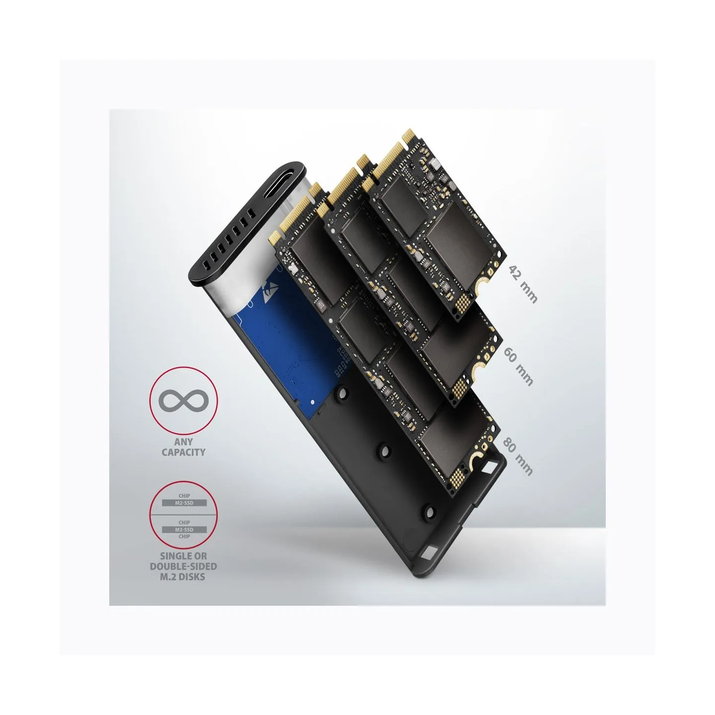 Axagon EEM2-SB2 USB-C Gen 2 M.2 NVMe/SATA SSD
