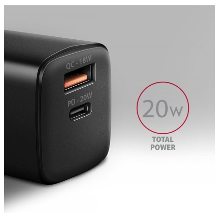Axagon ACU-PQ20 wall charger QC3.0/AFC/FCP + PD type-C, 20W, black