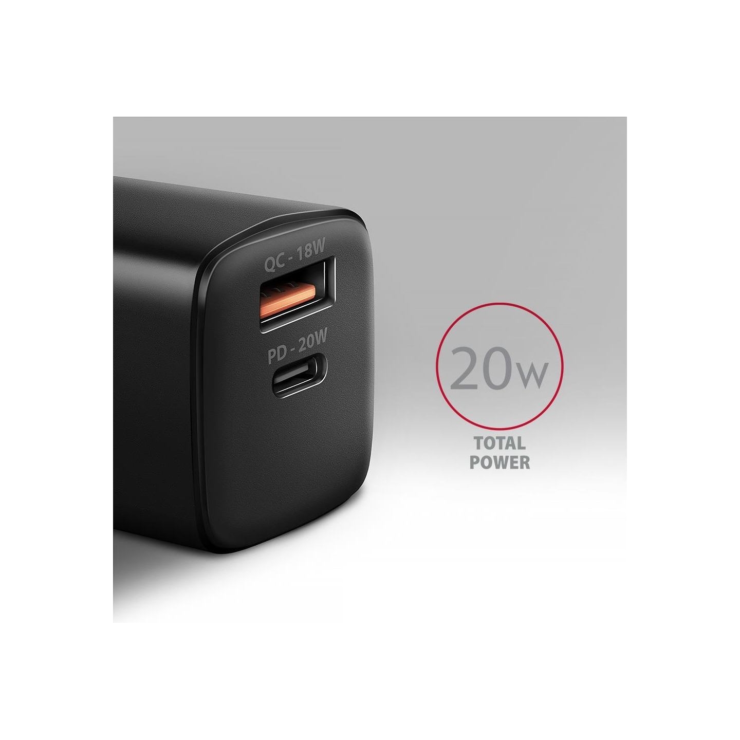 Axagon ACU-PQ20 wall charger QC3.0/AFC/FCP + PD type-C, 20W, black