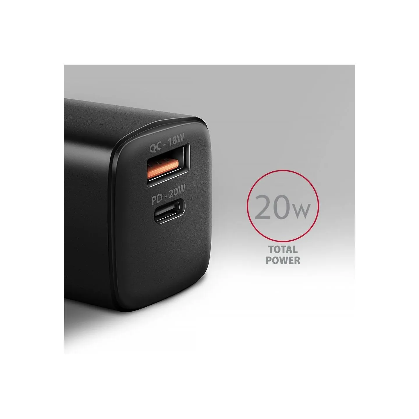 Axagon ACU-PQ20 wall charger QC3.0/AFC/FCP + PD type-C, 20W, black