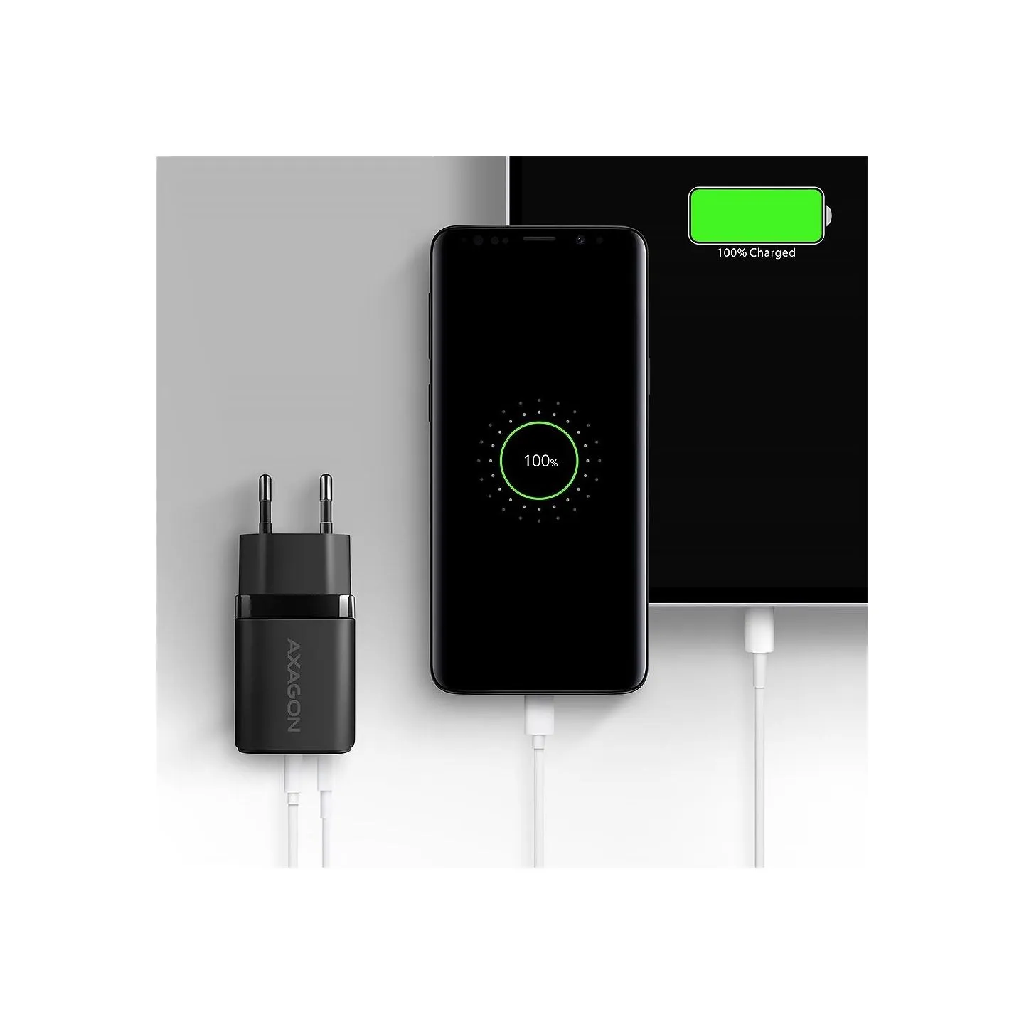 Axagon ACU-PQ20 wall charger QC3.0/AFC/FCP + PD type-C, 20W, black