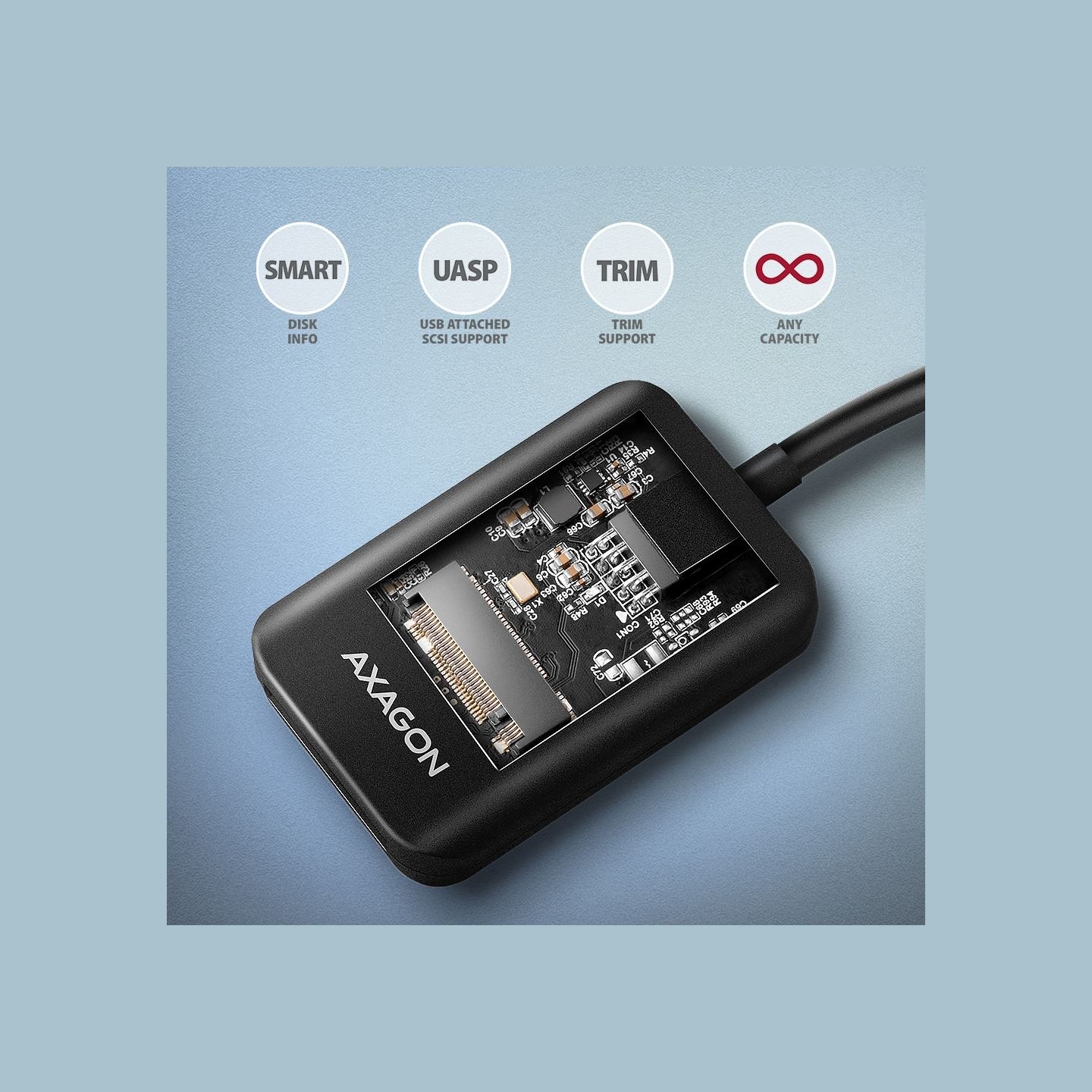 Axagon ADM2-CM USB-C 3.2 Gen2 - 1x NVMe/SATA SDD Adapter