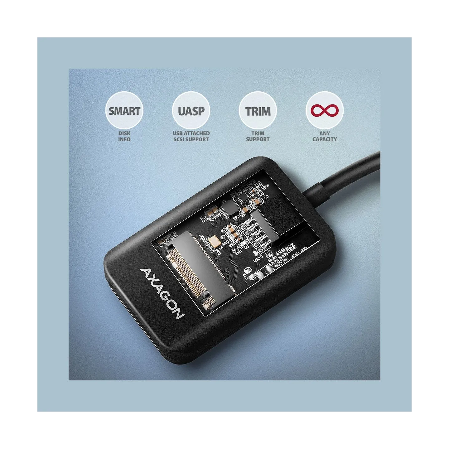 Axagon ADM2-CM USB-C adapter Gen 2 M.2 NVMe/SATA SSD