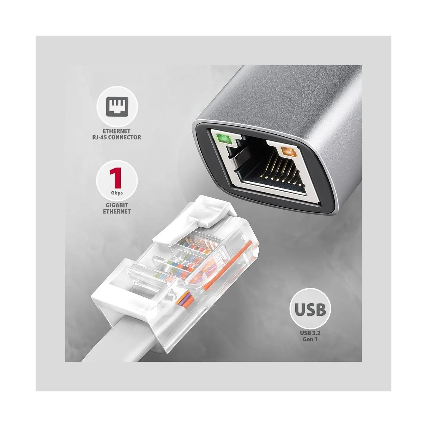 Axagon ADE-TXPD USB-C USB3.2 Gen 1 -  Gigabit Ethernet + PD 100W, Switch comp., metal, grey