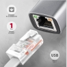Axagon ADE-TXPD USB-C USB3.2 Gen 1 -  Gigabit Ethernet + PD 100W, Switch comp., metal, grey