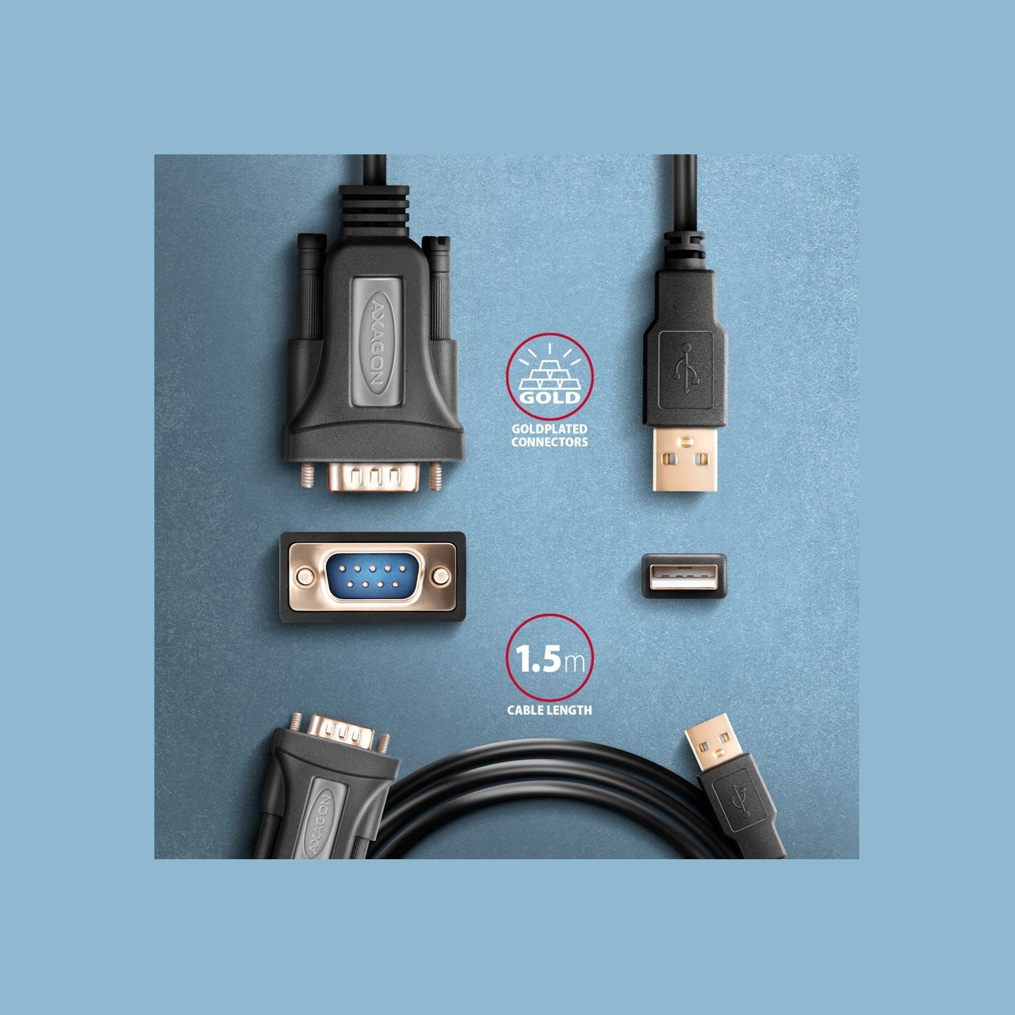 Axagon ADS-1PQN USB > SERIAL ADVANCED ACTIVE ADAPTER