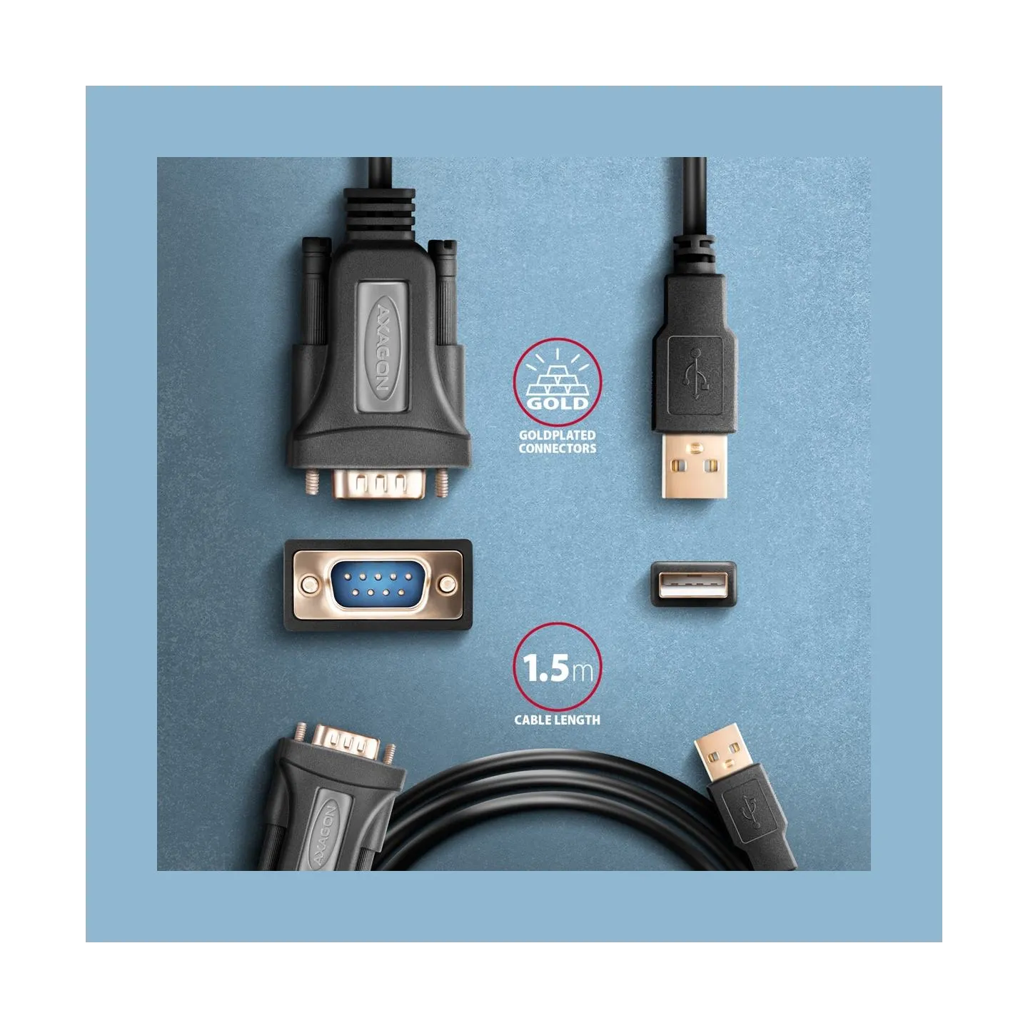Axagon ADS-1PQN USB > SERIAL ADVANCED ACTIVE ADAPTER