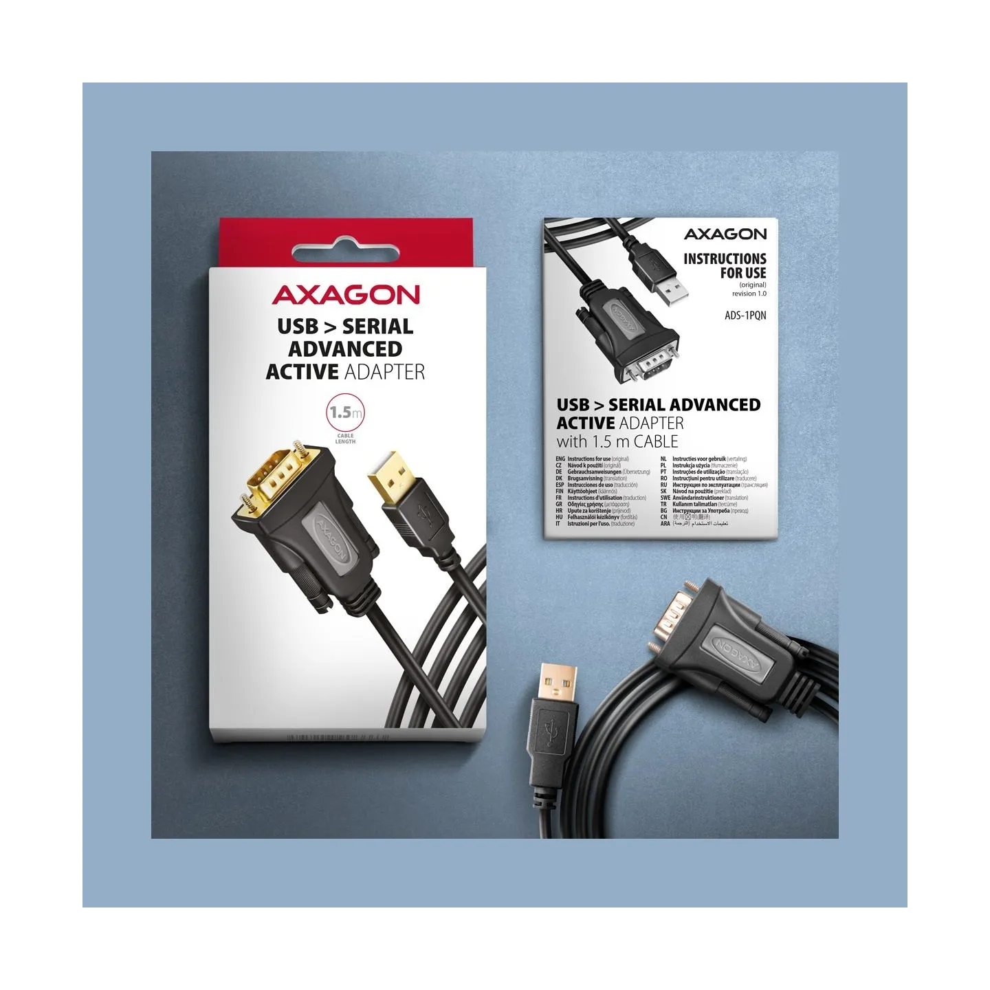 Axagon ADS-1PQN USB > SERIAL ADVANCED ACTIVE ADAPTER