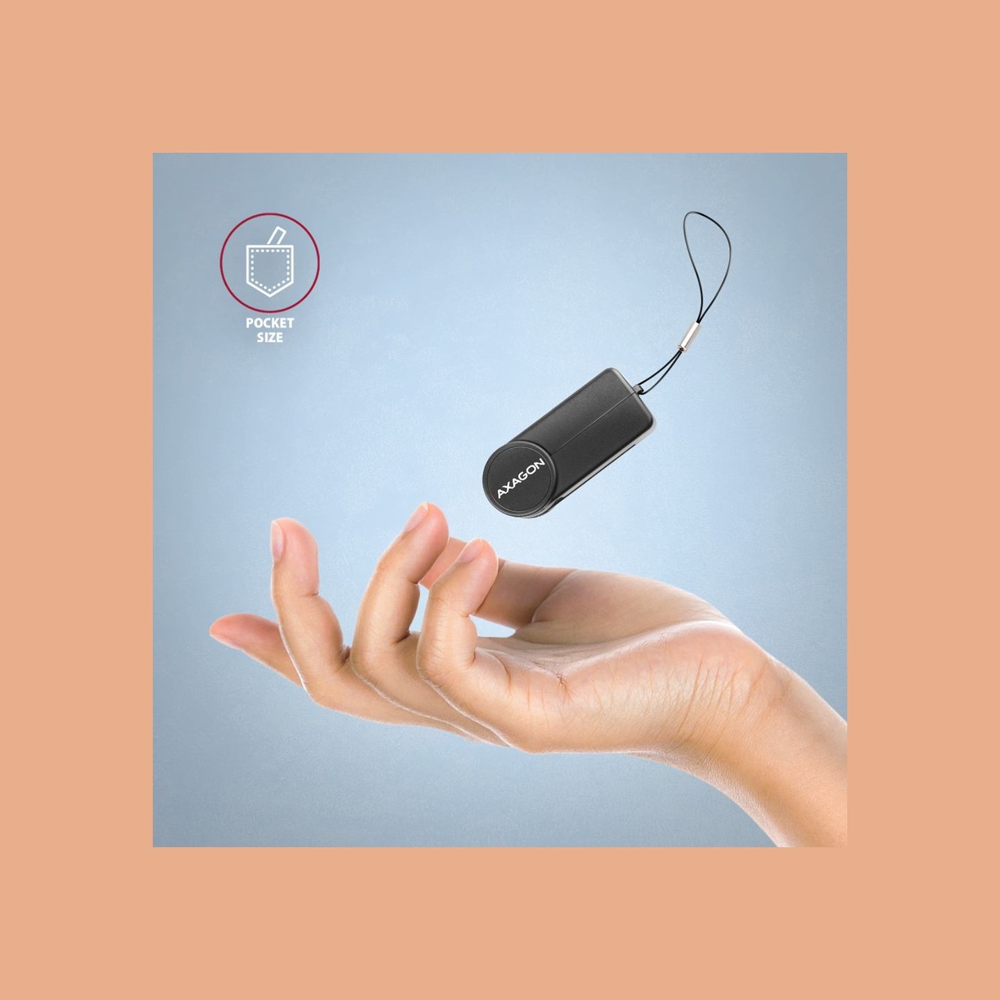 Axagon Foldable pocket USB-A contact Smart / ID card reader.