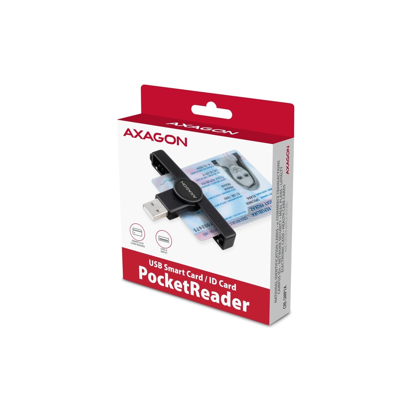 Axagon Foldable pocket USB-A contact Smart / ID card reader.