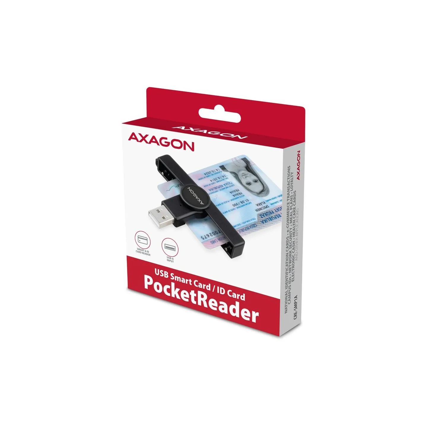 Axagon Foldable pocket USB-A contact Smart/ID card reader | CRE-SMPA