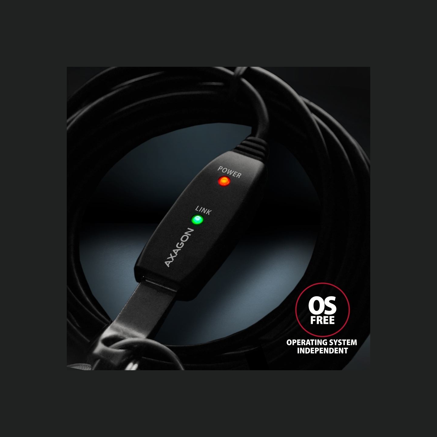 Axagon ADR-215 USB 2.0 A-M -> A-F act 15m cabl