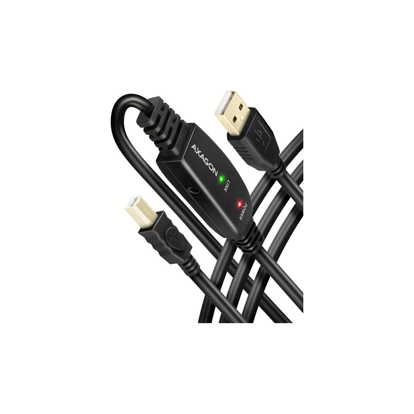 Axagon ADR-215B Active connection USB 2.0 A-M > B-M cable, 15 m long. Power supply option.