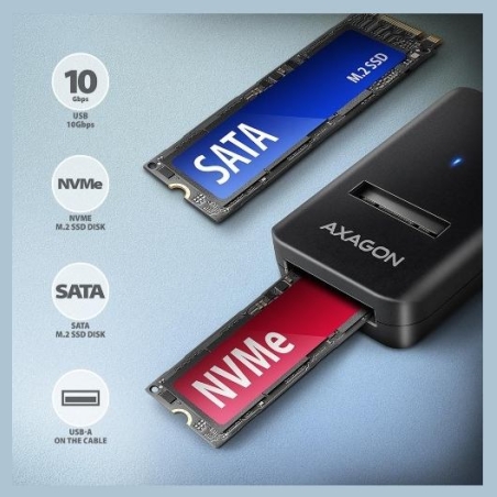 Axagon ADM2-AM USB-A 3.2 Gen2 - 1x NVMe/SATA SDD Adapter