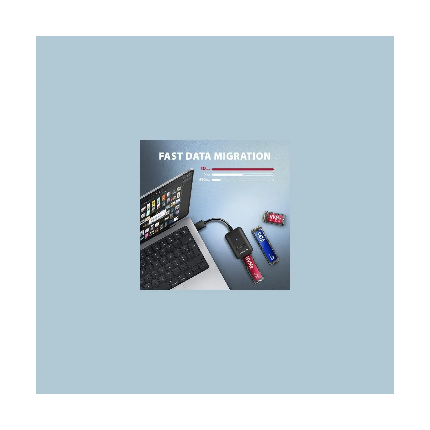 Axagon Adapter Gen 2 M.2 NVMe/SATA SSD AMD2-AM USB-A