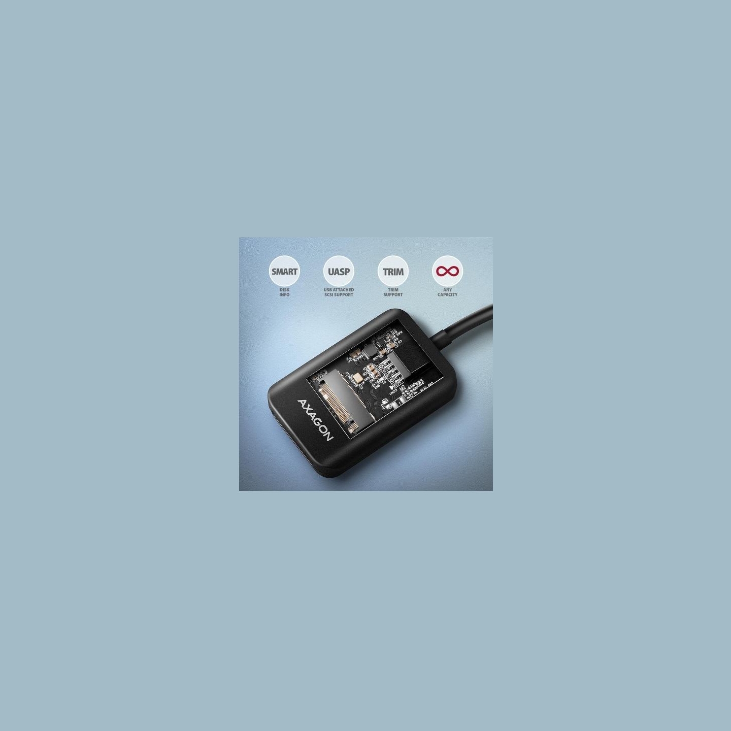 Axagon ADM2-AM USB-A 3.2 Gen2 - 1x NVMe/SATA SDD Adapter